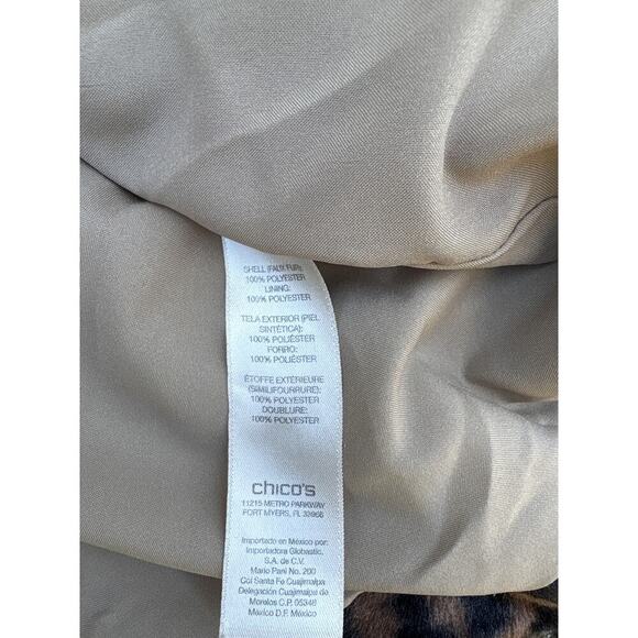 Chico’s Size 2 Leopard Print Faux Fur Coat Animal Print Jacket - Picture 4 of 5